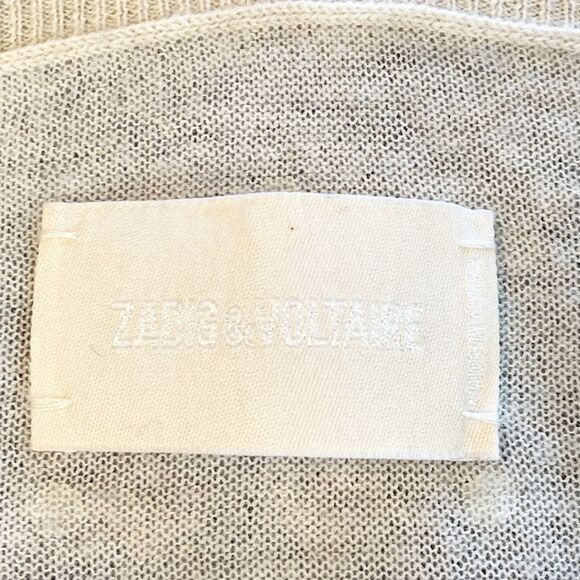 Zadig & Voltaire Elya Cashmere Strass Embellished Sweater in Sugar Size M - Picture 8 of 15